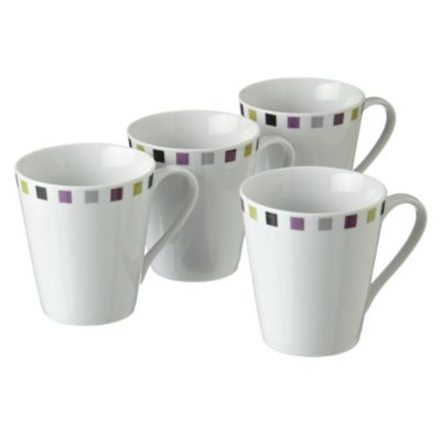 Tu Multi-coloured Rim Mug 4-pack