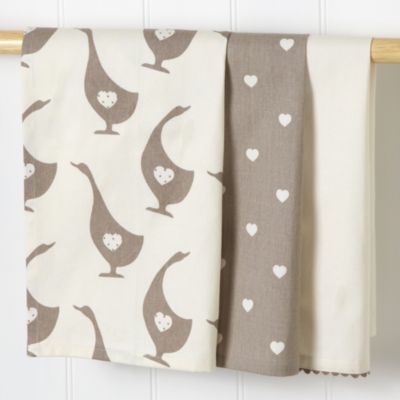 Sainsbury's Neutral Country Duck Tea Towels 3-pack