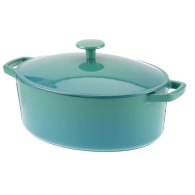 Cook's Collection Teal 5.2L Oval Cast Iron Casserole Dish