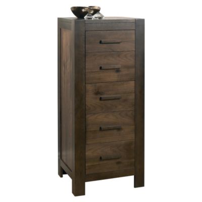 Hatfield Walnut Veneer 5-drawer Tallboy Chest of Drawers