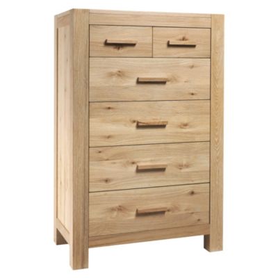 Hatfield Washed Oak Veneer 2+4 Drawer Chest of Drawers