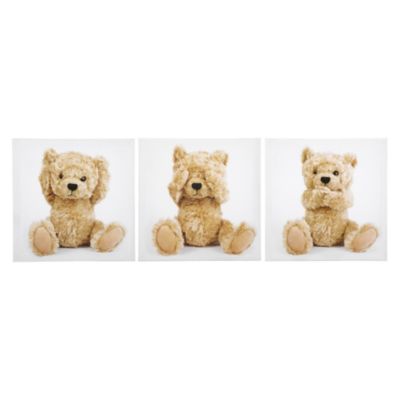 Teddy Canvas Wall Art Set of 3 20x20cm