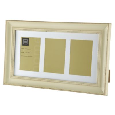 Tu Cream Distressed Wood Effect 3-aperture Frame