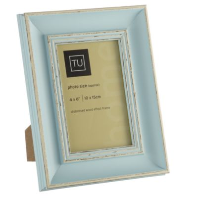 Tu Cornflower Blue Distressed Wood Effect Frame 4x6"