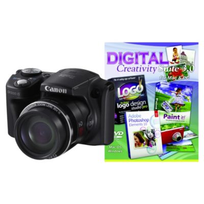 Canon PowerShot SX500 IS 16 Megapixel 30x Zoom Black Digital Camera with PCT Photoshop Elements