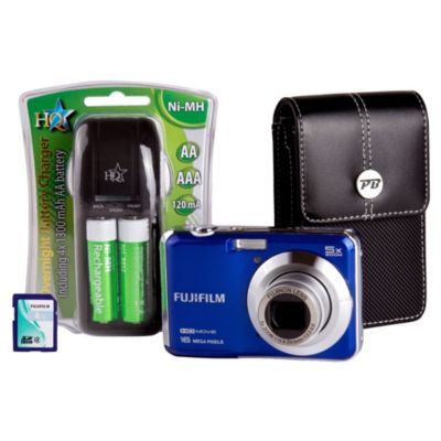 Fujifilm FinePix AX650 16 Megapixel 5x Zoom Blue Camera with 4GB SD Card and Case
