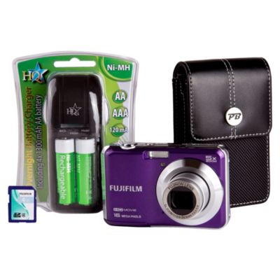 Fujifilm FinePix AX650 16 Megapixel 5x Zoom Purple Camera with 4GB SD Card and Case