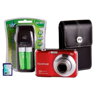 Fujifilm FinePix AX650 16 Megapixel 5x Zoom Red Camera with 4GB SD Card and Case