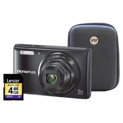 Olympus VG-180 16 Megapixel 5x Zoom Black Camera with 4GB SD Card and Hard Case