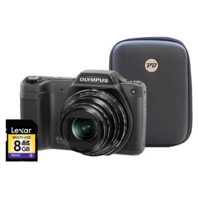 Olympus SZ-15 16 Megapixel 24x Zoom Black Digital Camera with 8GB SD Card and Hard Case