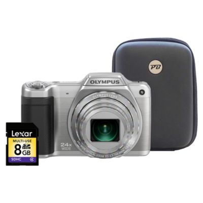 Olympus SZ-15 16 Megapixel 24x Zoom Silver Digital Camera with 8GB SD Card and Hard Case